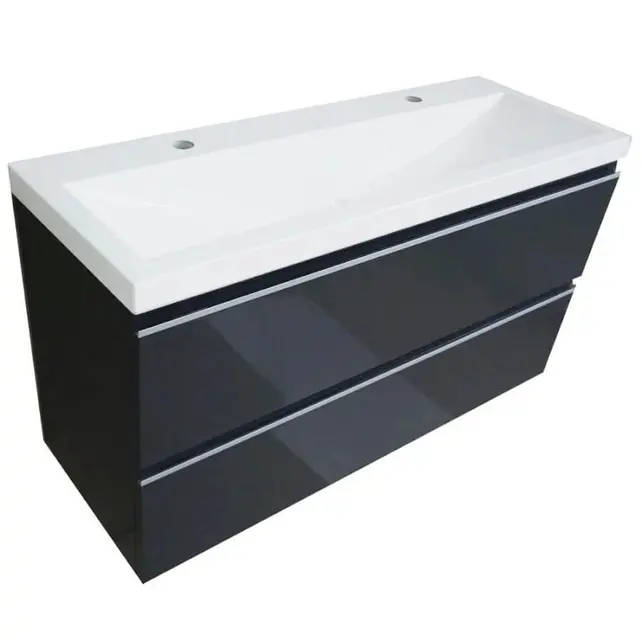 Ondiep Wastafelonderkast 100cm Grafietgrijs⎢Wiesbaden Shall⎢Onderkast met 2 laden - 38.4011