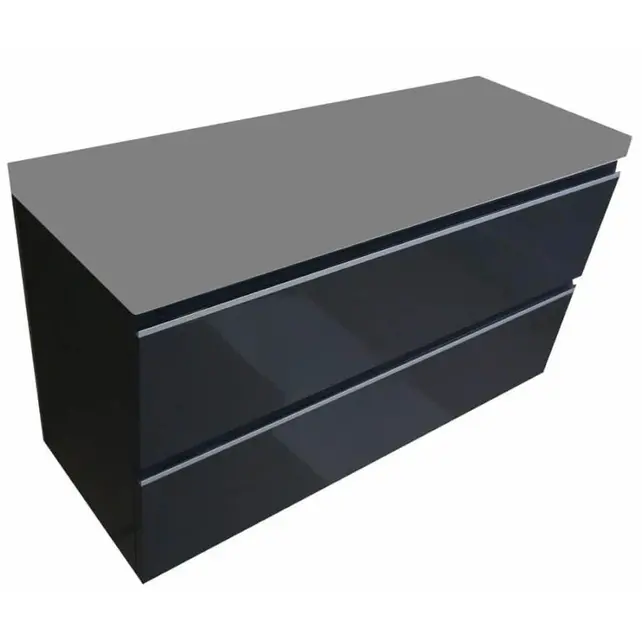 Ondiep Wastafelonderkast 100cm Grafietgrijs⎢Wiesbaden Shall⎢Onderkast met 2 laden - 38.4011