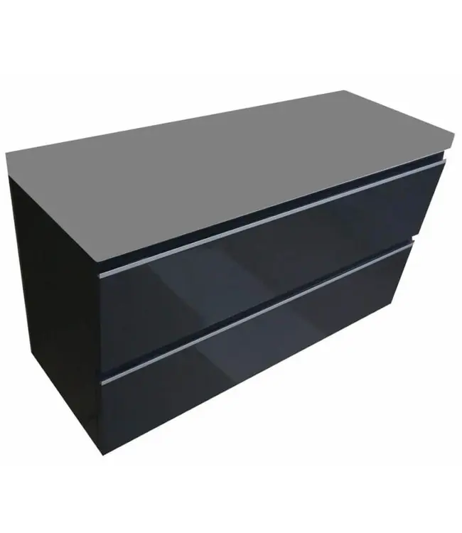 Ondiep Wastafelonderkast 100cm Grafietgrijs⎢Wiesbaden Shall⎢Onderkast met 2 laden - 38.4011