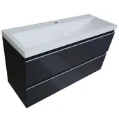 Ondiep Wastafelonderkast 100cm Grafietgrijs⎢Wiesbaden Shall⎢Onderkast met 2 laden - 38.4011