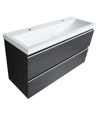 Wiesbaden Ondiep Wastafelonderkast 100cm Houtnerf grijs⎢Wiesbaden Shall⎢Onderkast met 2 laden - 38.4012