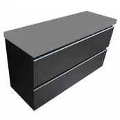 Ondiep Wastafelonderkast 100cm Houtnerf grijs⎢Wiesbaden Shall⎢Onderkast met 2 laden - 38.4012