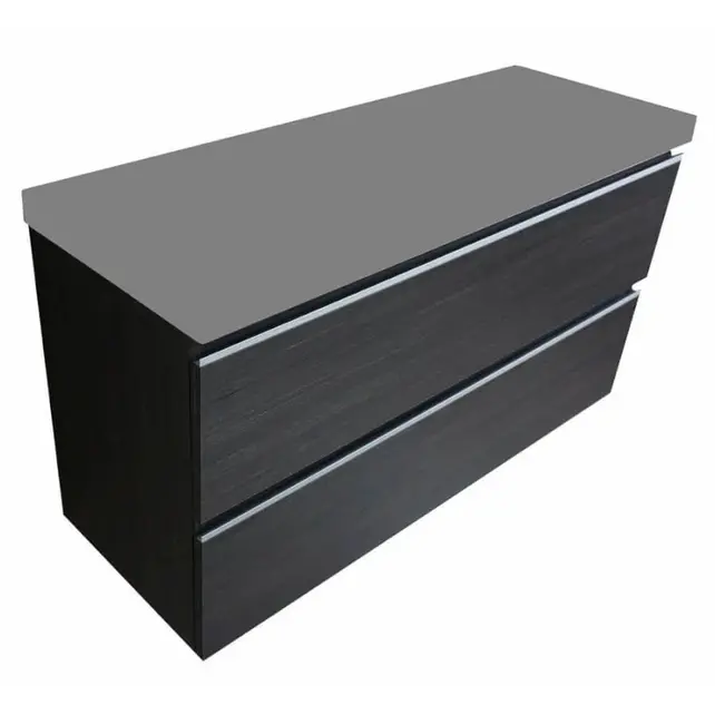 Ondiep Wastafelonderkast 100cm Houtnerf grijs⎢Wiesbaden Shall⎢Onderkast met 2 laden - 38.4012