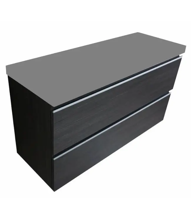 Ondiep Wastafelonderkast 100cm Houtnerf grijs⎢Wiesbaden Shall⎢Onderkast met 2 laden - 38.4012