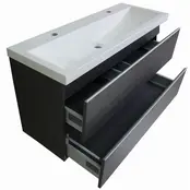 Ondiep Wastafelonderkast 100cm Houtnerf grijs⎢Wiesbaden Shall⎢Onderkast met 2 laden - 38.4012