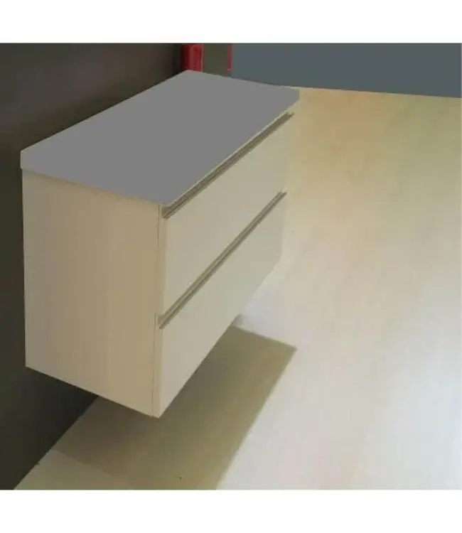 Ondiep Wastafelonderkast 100cm Glans Wit⎢Wiesbaden Shall⎢Onderkast met 2 laden - 38.4010