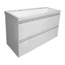 Ondiep Wastafelonderkast 100cm Glans Wit⎢Wiesbaden Shall⎢Onderkast met 2 laden - 38.4010