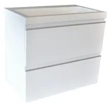 Wiesbaden Badkamermeubel Mini 45x35cm Glans Wit- Onderkast met 2 laden en wastafel keramiek - 38.4304