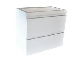 Wiesbaden Badkamermeubel Mini 45x35cm Glans Wit- Onderkast met 2 laden en wastafel keramiek - 38.4304