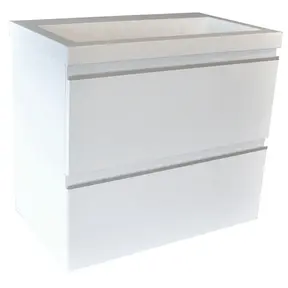 Wiesbaden Badkamermeubel Mini 45x35cm Glans Wit- Onderkast met 2 laden en wastafel keramiek - 38.4304