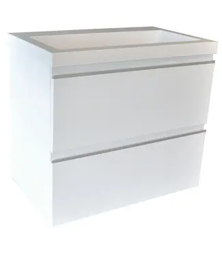 Wiesbaden Wiesbaden Badkamermeubel Mini 45x35cm Glans Wit- Onderkast met 2 laden en wastafel keramiek - 38.4304
