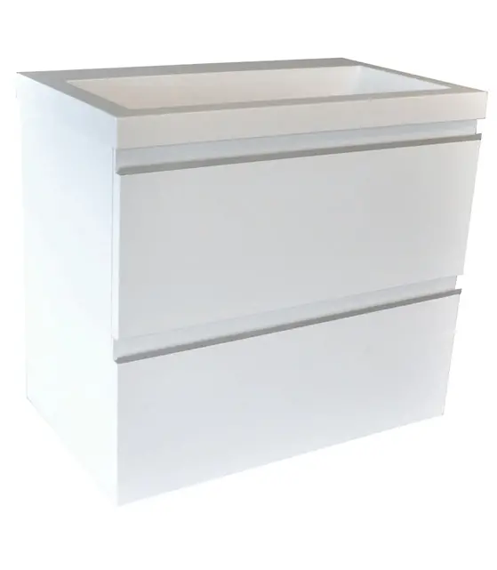 Wiesbaden Badkamermeubel Mini 45x35cm Glans Wit- Onderkast met 2 laden en wastafel keramiek - 38.4304