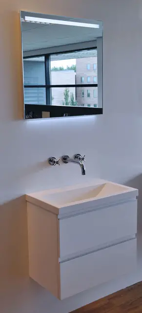 Wiesbaden Badkamermeubel Mini 45x35cm Glans Wit- Onderkast met 2 laden en wastafel keramiek - 38.4304