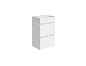 Wiesbaden Badkamermeubel Mini 45x35cm Glans Wit- Onderkast met 2 laden en wastafel keramiek - 38.4304