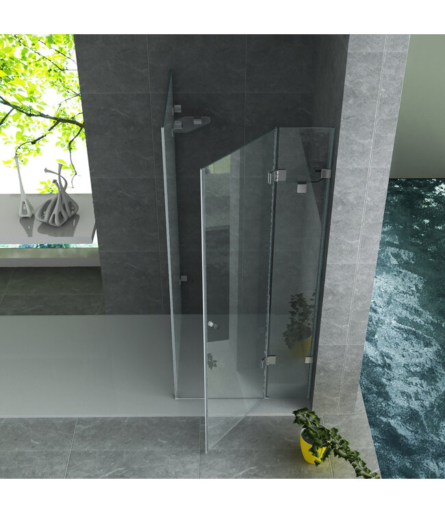 Douchecabine Portavole 80x80 cm Draaideur Profielloos - 195cm - 8mm veiligheidsglas met Nano-coating