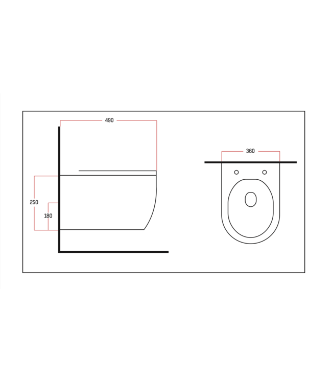Hangtoilet Pro-Pack Mat Zwart Randloos incl. Toiletbril