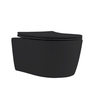 ALONI Hangtoilet Pro-Pack Mat Zwart Randloos incl. Toiletbril