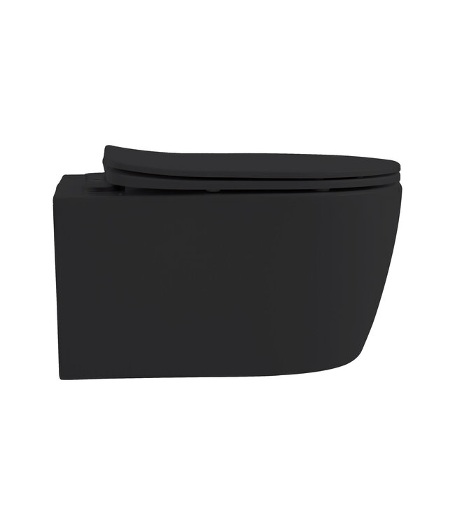 Hangtoilet Pro-Pack Mat Zwart Randloos incl. Toiletbril