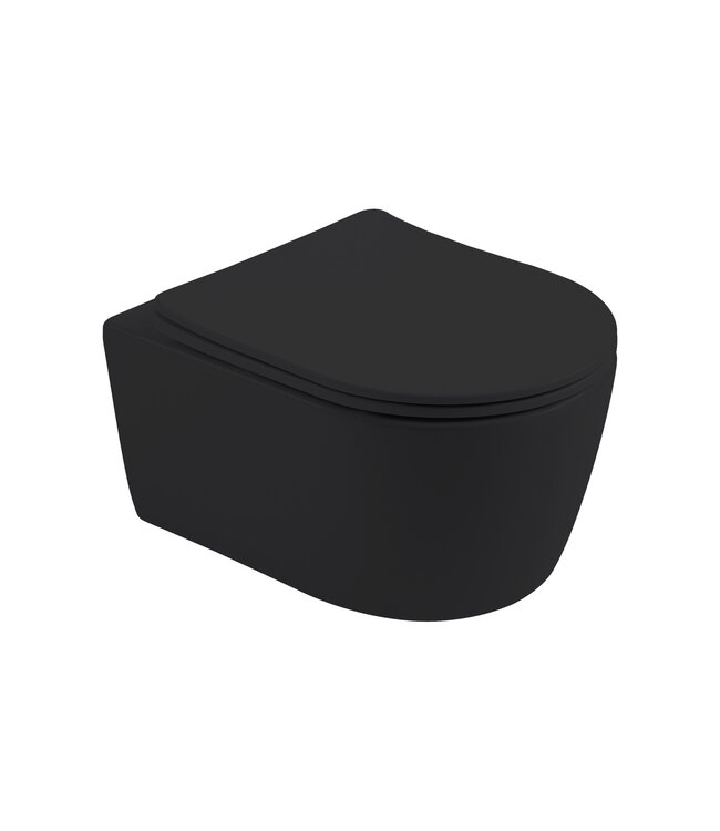 Hangtoilet Pro-Pack Mat Zwart Randloos incl. Toiletbril