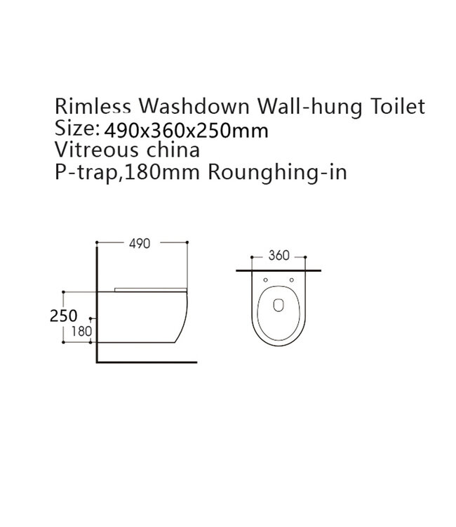 Hangtoilet Pro-Pack Mat Zwart Randloos incl. Toiletbril