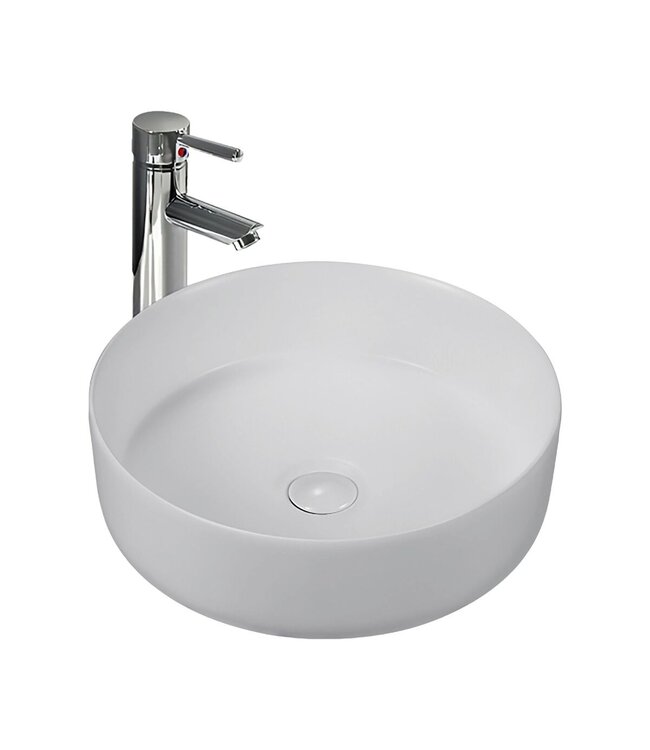 Opbouw Waskom Aloni Loop Rond Glans Wit - Keramsich 35x35x12cm