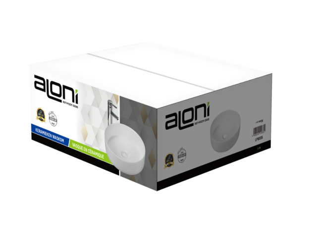 Opbouw Waskom Aloni Loop Rond Glans Wit - Keramsich 35x35x12cm