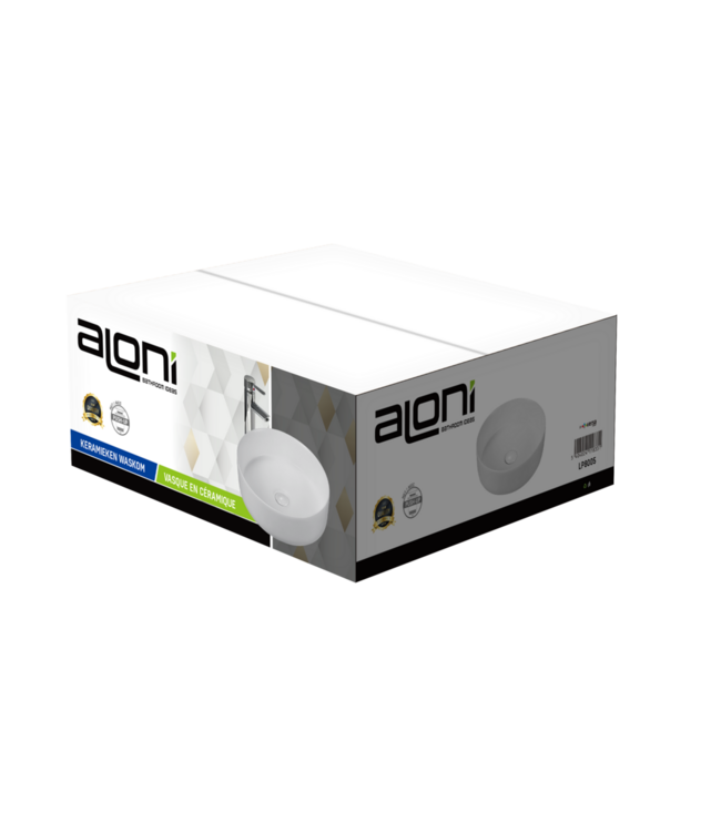 ALONI Opbouw Waskom Aloni Loop Rond Glans Wit - Keramsich 35x35x12cm