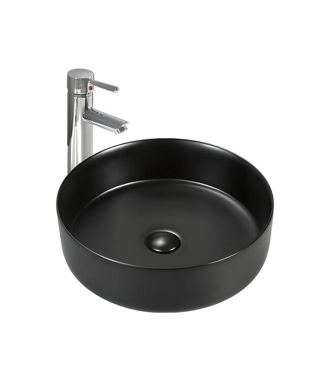 Opbouw Waskom Aloni Loop Rond Mat Zwart - Keramsich 35x35x12cm