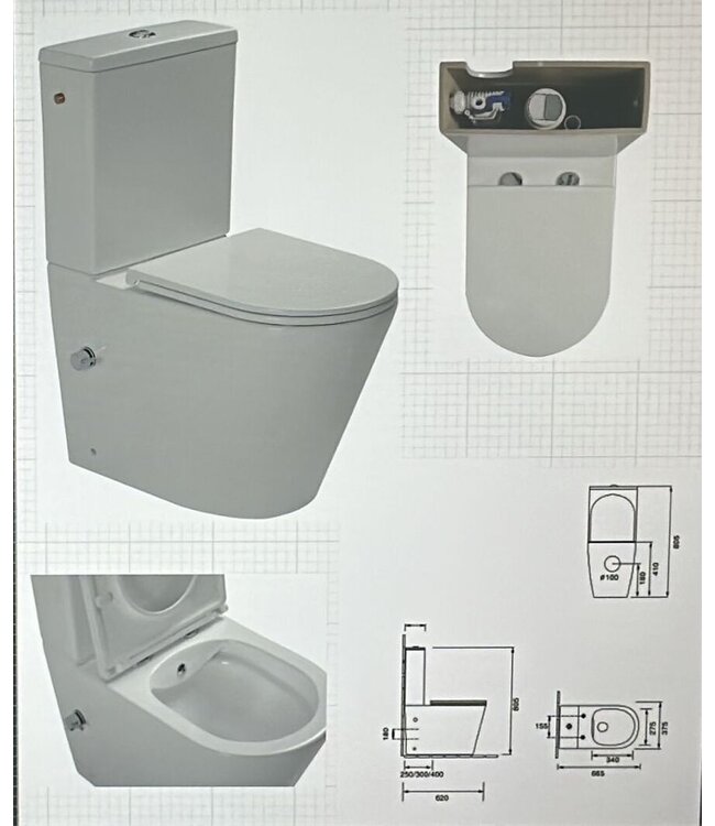 Staand toilet LUCCIO met geintegreerde bidetkraan - Randloos - OA&PK