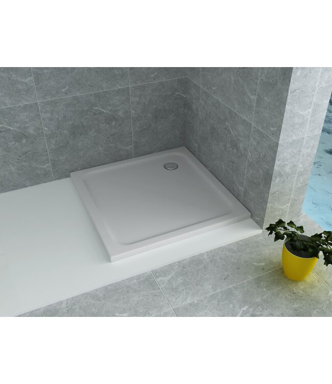 Douchebak Glossy 80x80x4cm Acryl Wit CreavitÂ Aloni Laag Vierkant