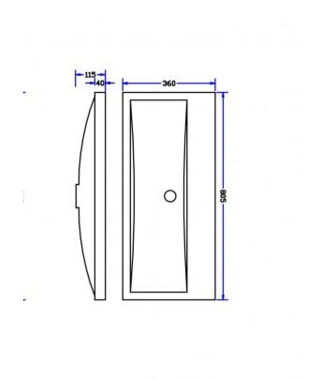 Ondiep Wastafel Wiesbaden Flag - 80x36x4 cm  - zonder kraangat  Kunstmarmer - 38.4035