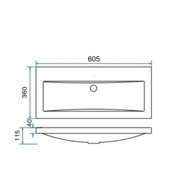 Ondiep Wastafel Wiesbaden Flag - 60x36x4 cm  - zonder kraangat  Kunstmarmer - 38.4025