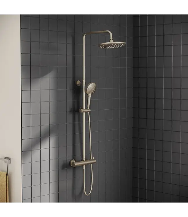 Doucheset opbouw Vitra AquaHeat Bliss Geborsteld Nikkel Compleet - Ø24cm Hoofddouche met standen