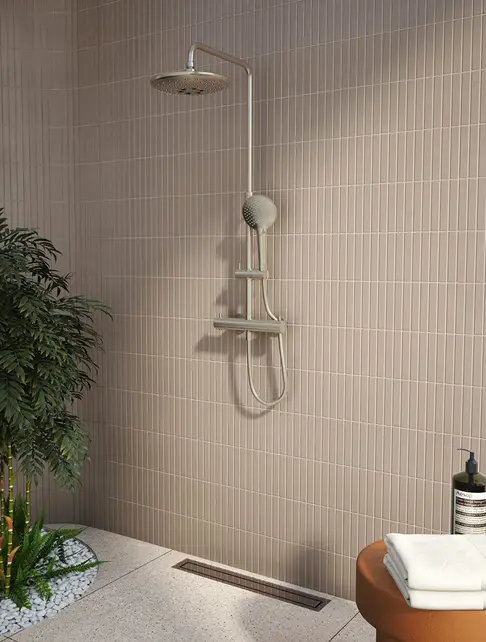 Doucheset opbouw Vitra AquaHeat Bliss Geborsteld Nikkel Compleet - Ø24cm Hoofddouche met standen