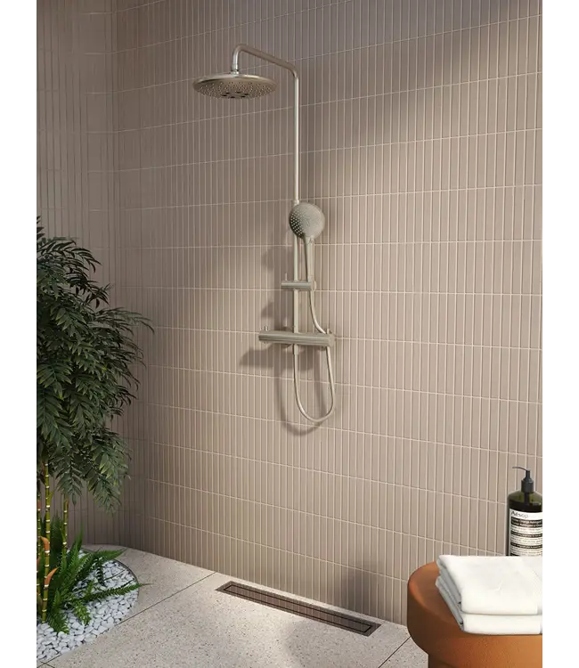 Doucheset opbouw Vitra AquaHeat Bliss Geborsteld Nikkel Compleet - Ø24cm Hoofddouche met standen