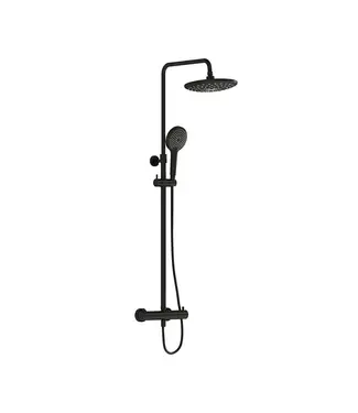 VITRA Doucheset opbouw Vitra AquaHeat Bliss Mat Zwart Compleet - Ø24cm Hoofddouche met standen