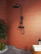 Doucheset opbouw Vitra AquaHeat Bliss Mat Zwart Compleet - Ø24cm Hoofddouche met standen