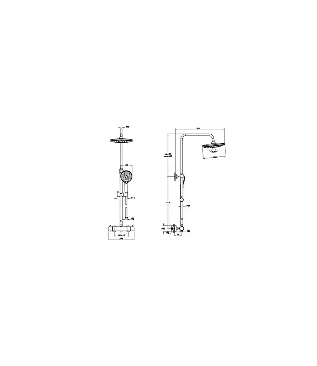 Doucheset opbouw Vitra AquaHeat Bliss Chroom Compleet - Ø24cm Hoofddouche met standen