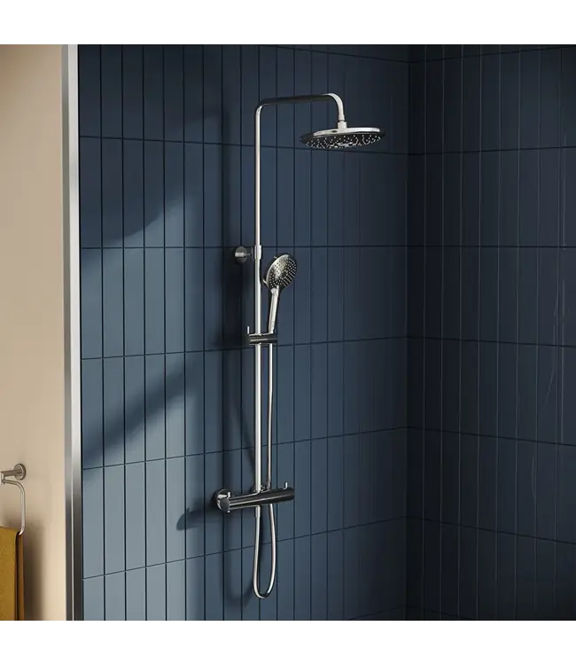 VITRA Doucheset opbouw Vitra AquaHeat Bliss Chroom Compleet - Ø24cm Hoofddouche met standen