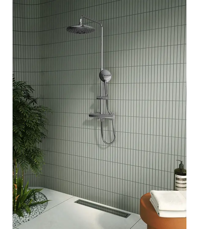 Doucheset opbouw Vitra AquaHeat Bliss Chroom Compleet - Ø24cm Hoofddouche met standen