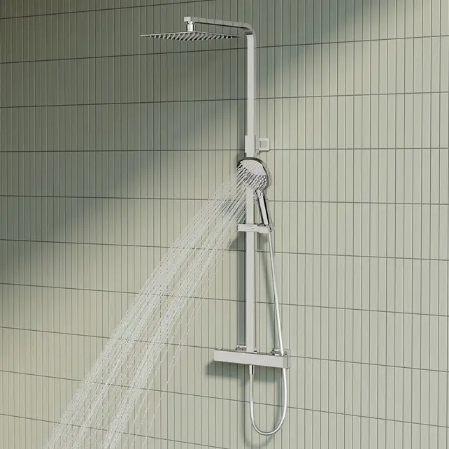 Doucheset opbouw Vitra AquaHeat Bliss-S Chroom Compleet - 24cm vierkante Hoofddouche Doucheset opbouw Vitra AquaHeat Bliss-S Chroom Compleet - 24cm vierkante Hoofddouche