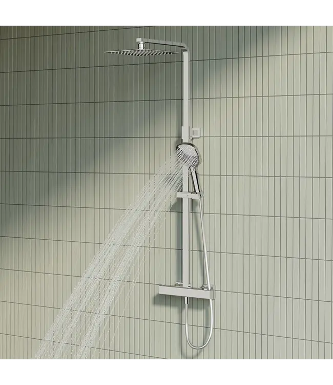 Doucheset opbouw Vitra AquaHeat Bliss-S Chroom Compleet - 24cm vierkante Hoofddouche