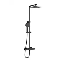 Doucheset opbouw Vitra AquaHeat Bliss-S Mat Zwart Compleet - 24cm vierkante Hoofddouche