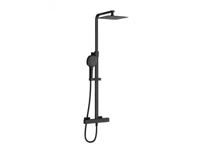 Doucheset opbouw Vitra AquaHeat Bliss-S Mat Zwart Compleet - 24cm vierkante Hoofddouche