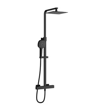 VITRA Doucheset opbouw Vitra AquaHeat Bliss-S Mat Zwart Compleet - 24cm vierkante Hoofddouche