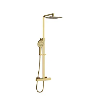 VITRA Doucheset opbouw Vitra AquaHeat Bliss-S Goud Compleet - 24cm vierkante Hoofddouche