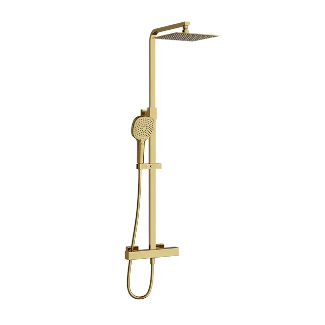 Doucheset opbouw Vitra AquaHeat Bliss-S Goud Compleet - 24cm vierkante Hoofddouche