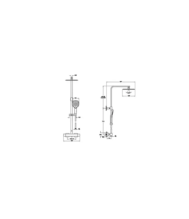 VITRA Doucheset opbouw Vitra AquaHeat Bliss-S Koper Rose Compleet - 24cm vierkante Hoofddouche