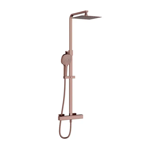 Doucheset opbouw Vitra AquaHeat Bliss-S Koper Rose Compleet - 24cm vierkante Hoofddouche