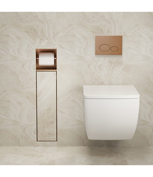 Inbouw Wc borstel houder Rocko Geborsteld Brons Koper met Toiletrolhouder Wiesbaden Rocko - Betegelbaar - 33.2135